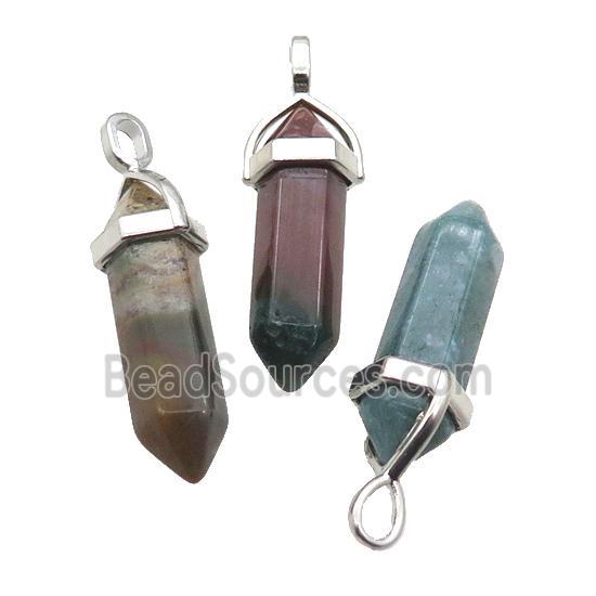 Natural Inidan Agate Bullet Pendant Multicolor