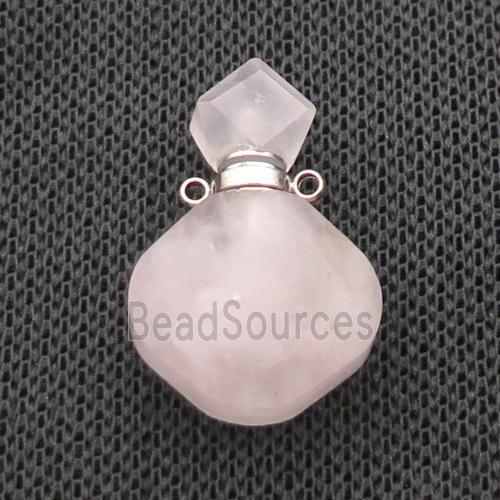 Natural Pink Rose Quartz Perfume Bottle Pendant