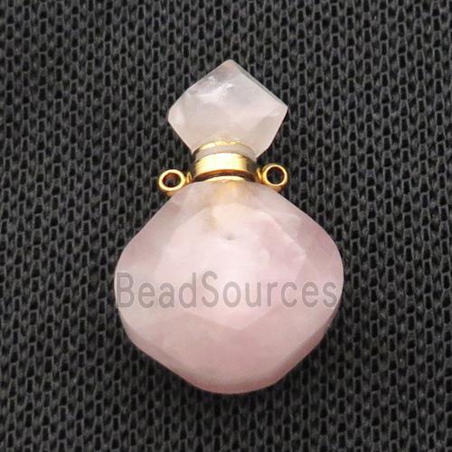 Natural Pink Rose Quartz Perfume Bottle Pendant