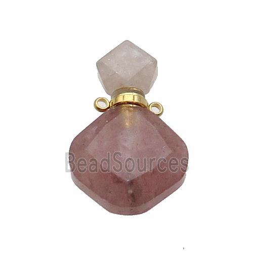 Natural Pink Strawberry Quartz Perfume Bottle Pendant