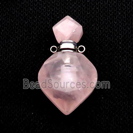 Natural Pink Rose Quartz Perfume Bottle Pendant