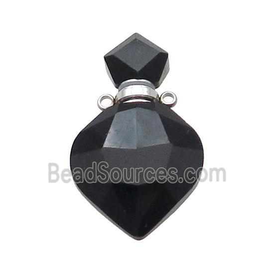 Natural Black Onyx Agate Perfume Bottle Pendant