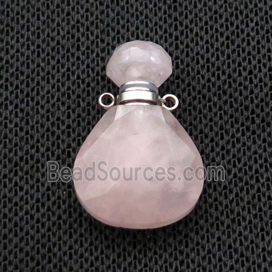 Natural Pink Rose Quartz Perfume Bottle Pendant