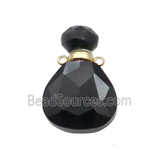 Natural Black Onyx Agate Perfume Bottle Pendant