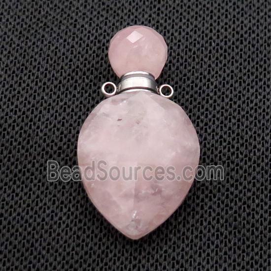 Natural Pink Rose Quartz Perfume Bottle Pendant