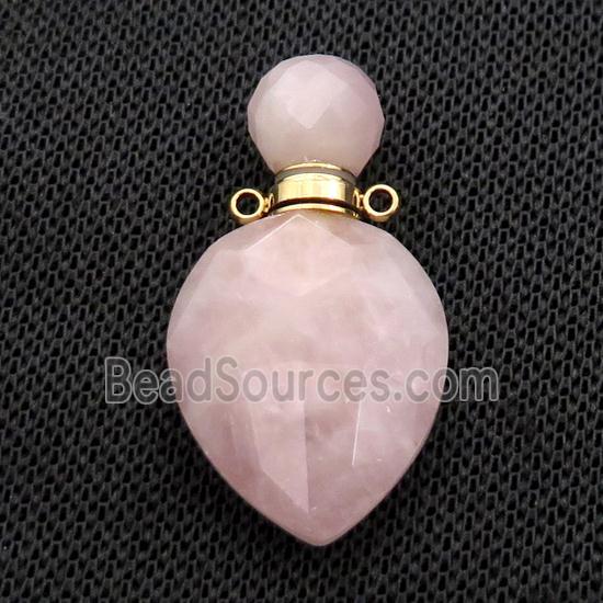 Natural Pink Rose Quartz Perfume Bottle Pendant