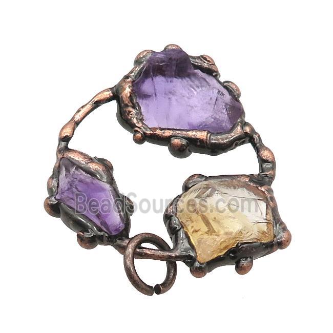 Amethyst Citrine Pendant Freeform Nugget Antique Red