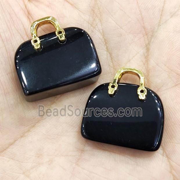 Natural Black Onyx Agate Bag Pendant