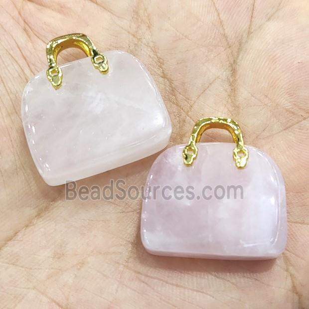 Natural Pink Rose Quartz Bag Pendant