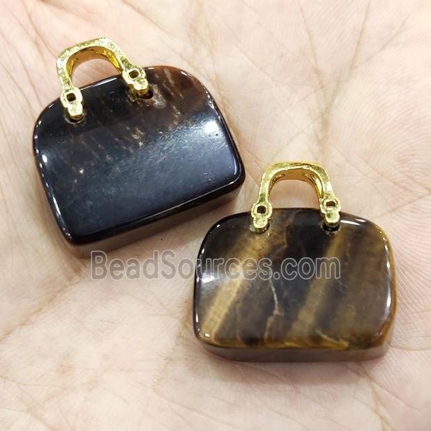 Natural Tiger Eye Stone Bag Pendant