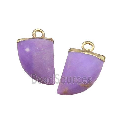 Lavender Lepidolite Pendant Dye Horn Gold Plated