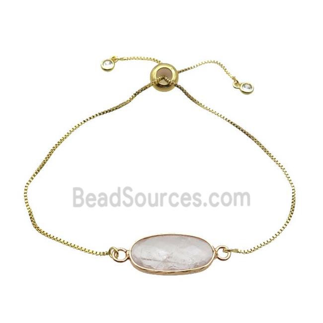 Copper Bracelet With Clear Quartz Adjustable Gold Plated