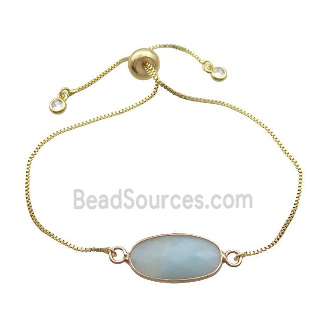 Copper Bracelet With Blue Amazonite Adjustable Gold Plated