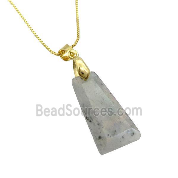 Natural Labradorite Necklace Trapeziform Copper Gold Plated