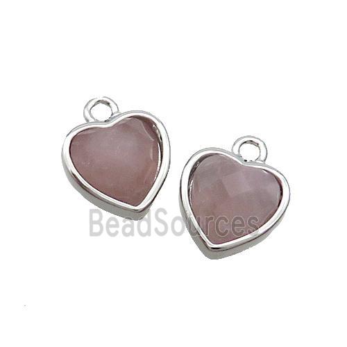 Rose Quartz Heart Pendant Platinum Plated