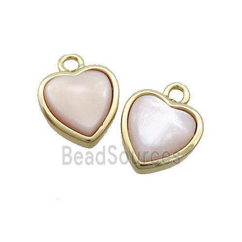 White Pearlized Shell Heart Pendant Gold Plated