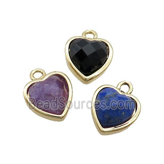 Mix Gemstone Heart Pendant Gold Plated