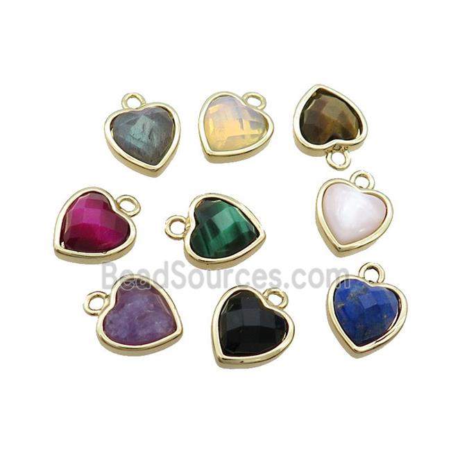 Mix Gemstone Heart Pendant Gold Plated