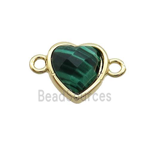 Green Tiger Eye Stone Heart Connector Gold Plated