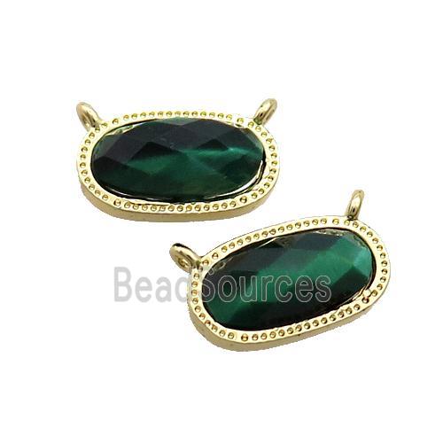 Green Tiger Eye Stone Oval Pendant 2loops Gold Plated