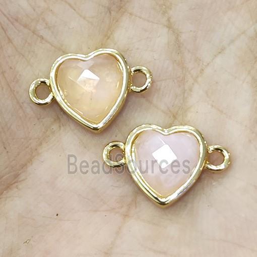 Rose Quartz Heart Connector Gold Plated