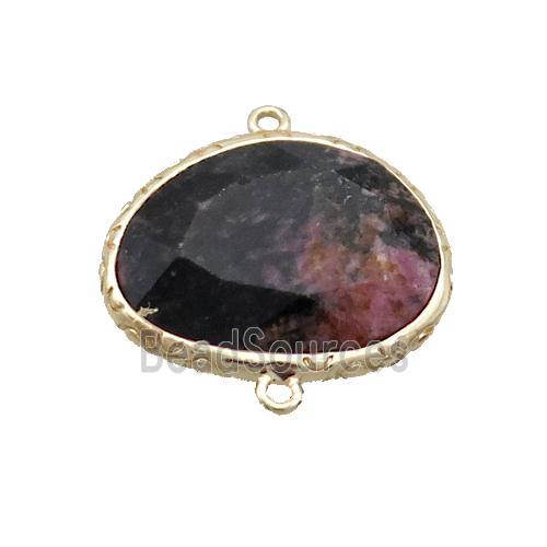 Pink Rhodonite Connector Oval Gold Plated