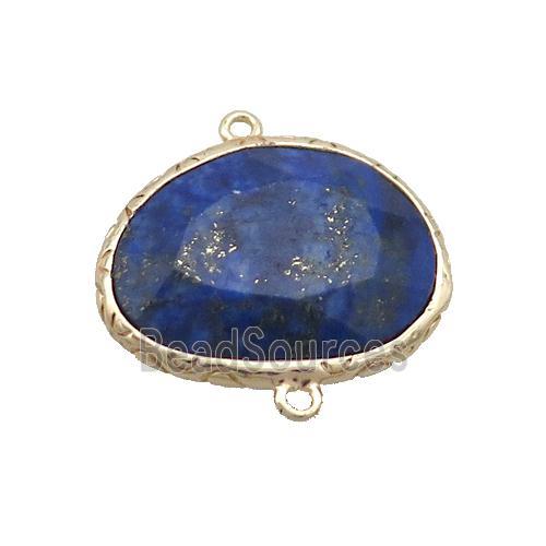 Natural Lapis Lazuli Connector Oval Gold Plated