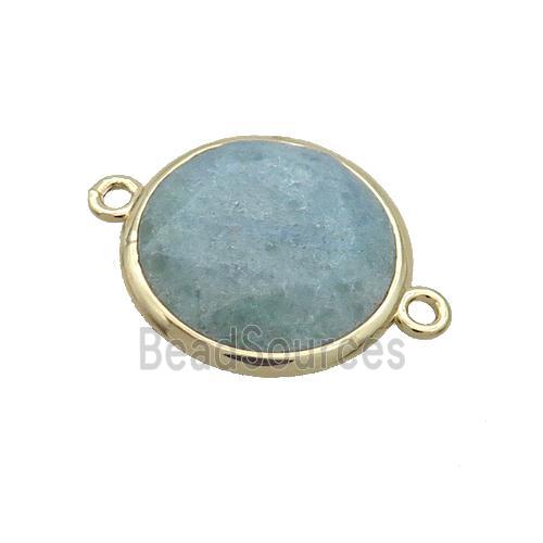 Green Quartz Circle Connector Faceted Gold Plated