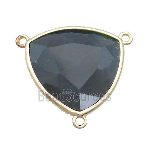 Darkgreen Jade Triangle Pendant Dye 3loops Gold Plated