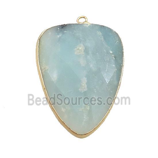 Blue Amazonite Arrowhead Pendant Gold Plated