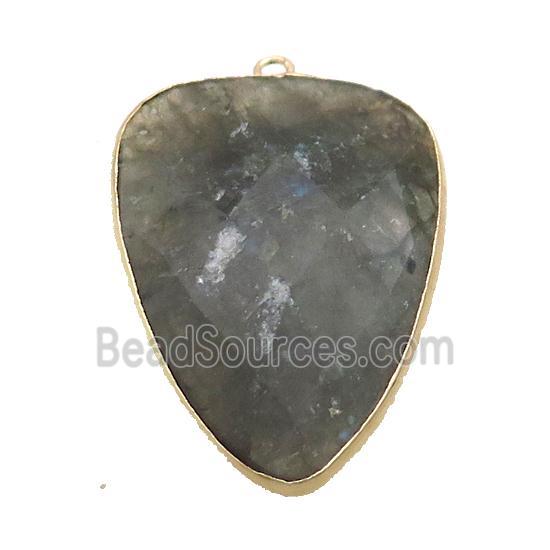 Natural Labradorite Arrowhead Pendant Gold Plated