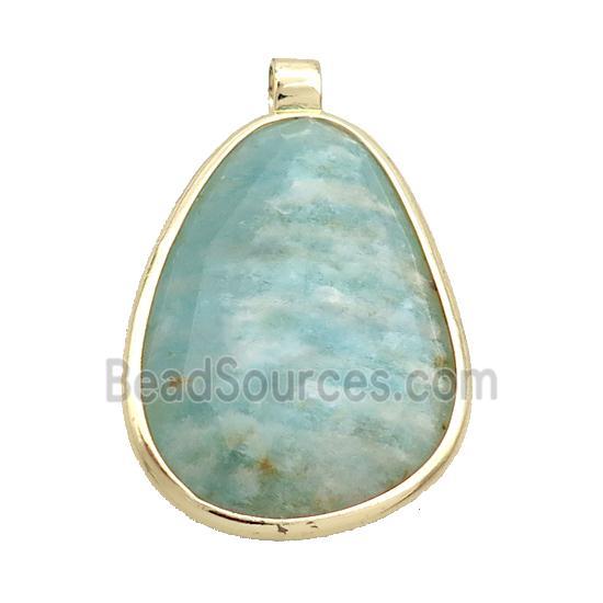 Green Amazonite Teardrop Pendant Gold Plated