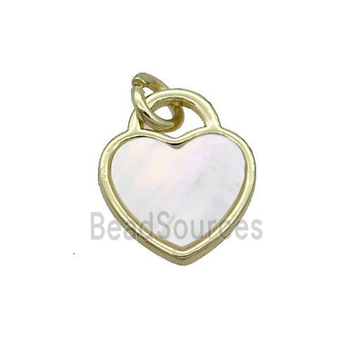 Copper Heart Pendant Pave White Shell Gold Plated