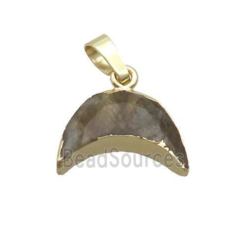 Natural Labradorite Moon Pendant Gold Plated