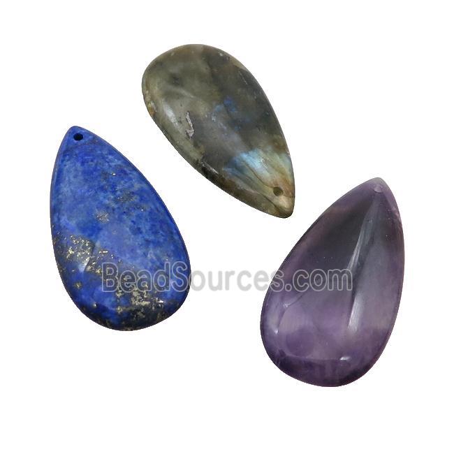 Natural Gemstone Teardrop Pendant Mixed