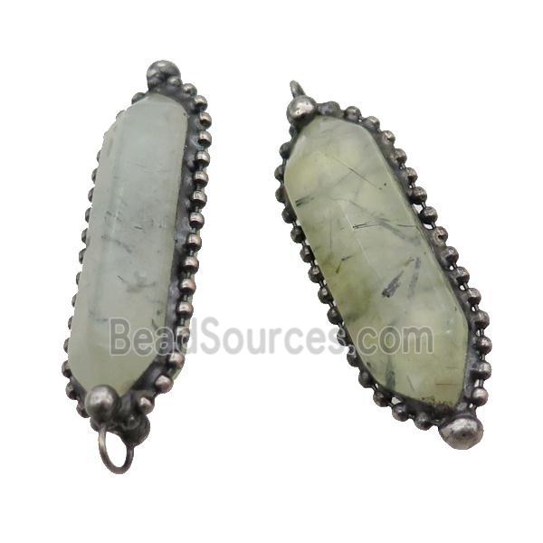 Green Prehnite Bullet Pendant Antique Silver