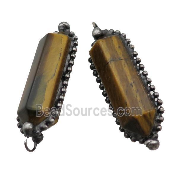 Tiger Eye Stone Bullet Pendant Antique Silver