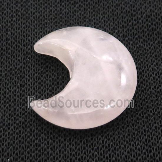 Pink Rose Quartz Moon Pendant Undrilled