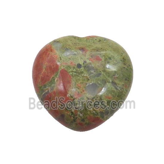 Unakite Heart Pendant Undrilled