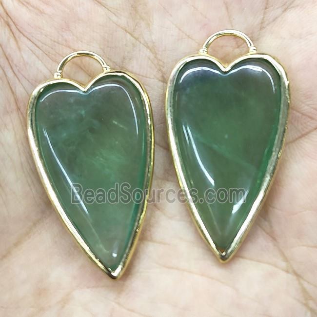 Green Fluorite Arrowhead Pendant Gold Plated