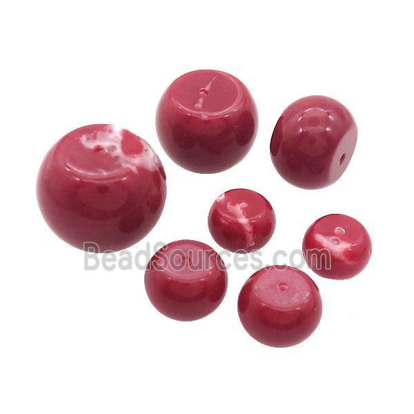 Red Coral Beads Rondelle Half Drilled