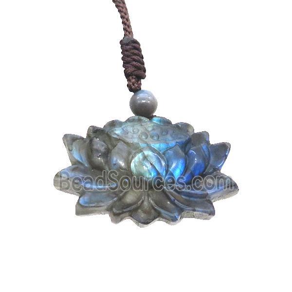 Natural Labradorite Necklace Lotus