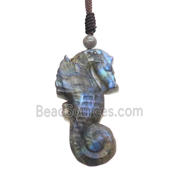 Natural Labradorite Necklace Seahorse