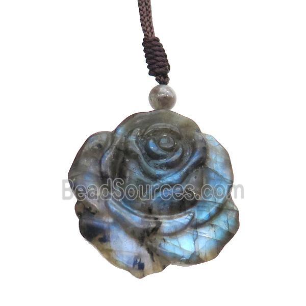 Natural Labradorite Necklace Flower