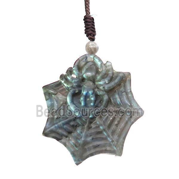 Natural Labradorite Necklace Spider