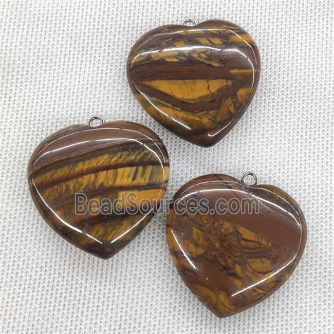 Natural Iron Tiger Eye Sotne Heart Pendant Ferruginous