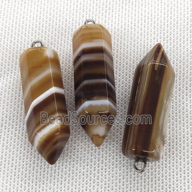 Natural Coffee Agate Bullet Pendant