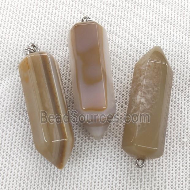 Natural Agate Bullet Pendant