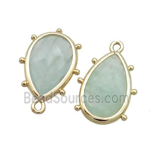 Natural Green Fluorite Teardrop Pendant Gold Plated