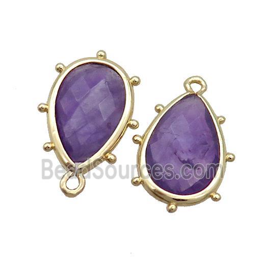 Natural Purple Amethyst Teardrop Pendant Gold Plated